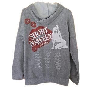 Sabrina Carpenter Short N Sweet Grey Hoodie Size: S - 2024 Authentic Excellent